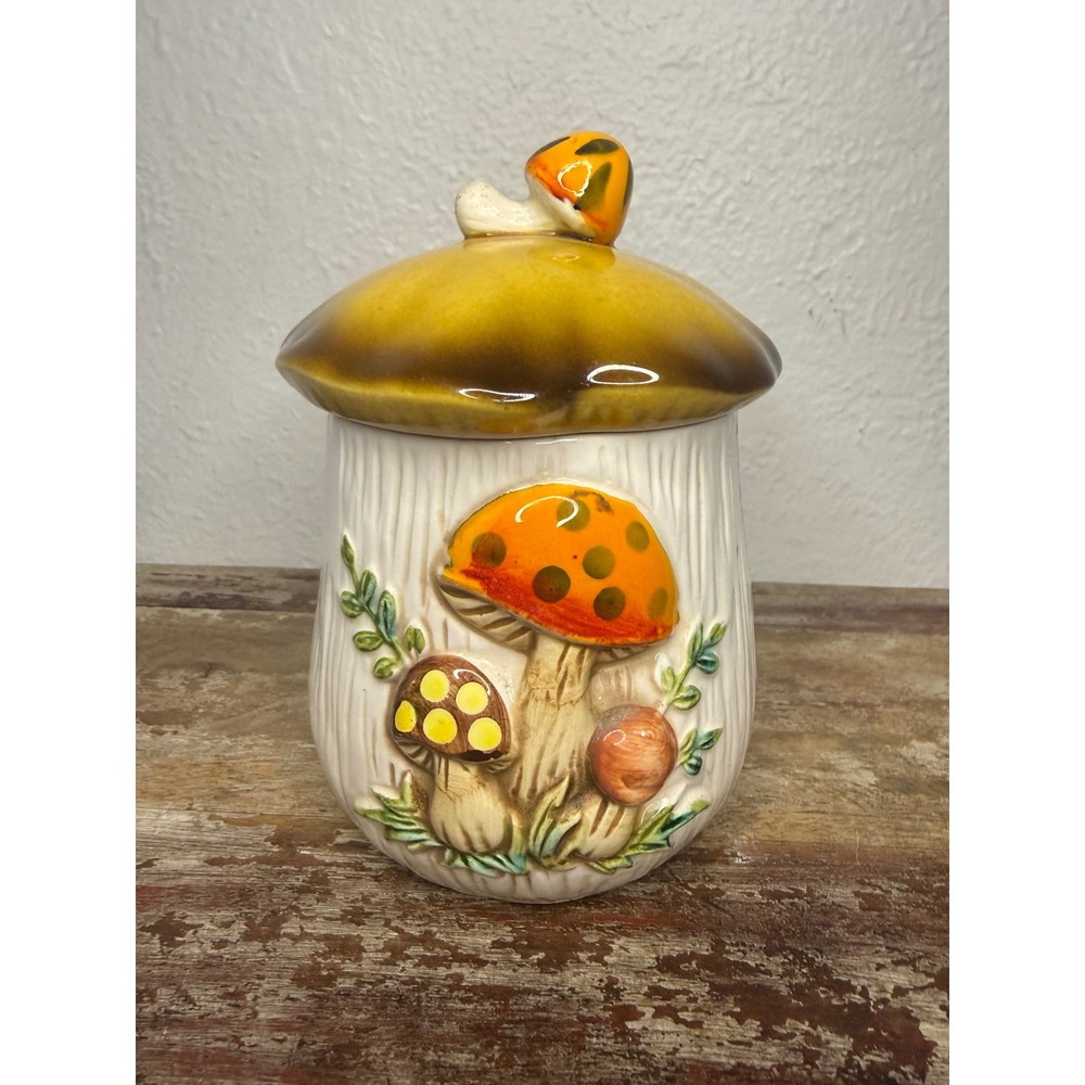 Vintage Sears Roebuck Merry Mushroom Ceramic Canister 1978 Japan Small 6"